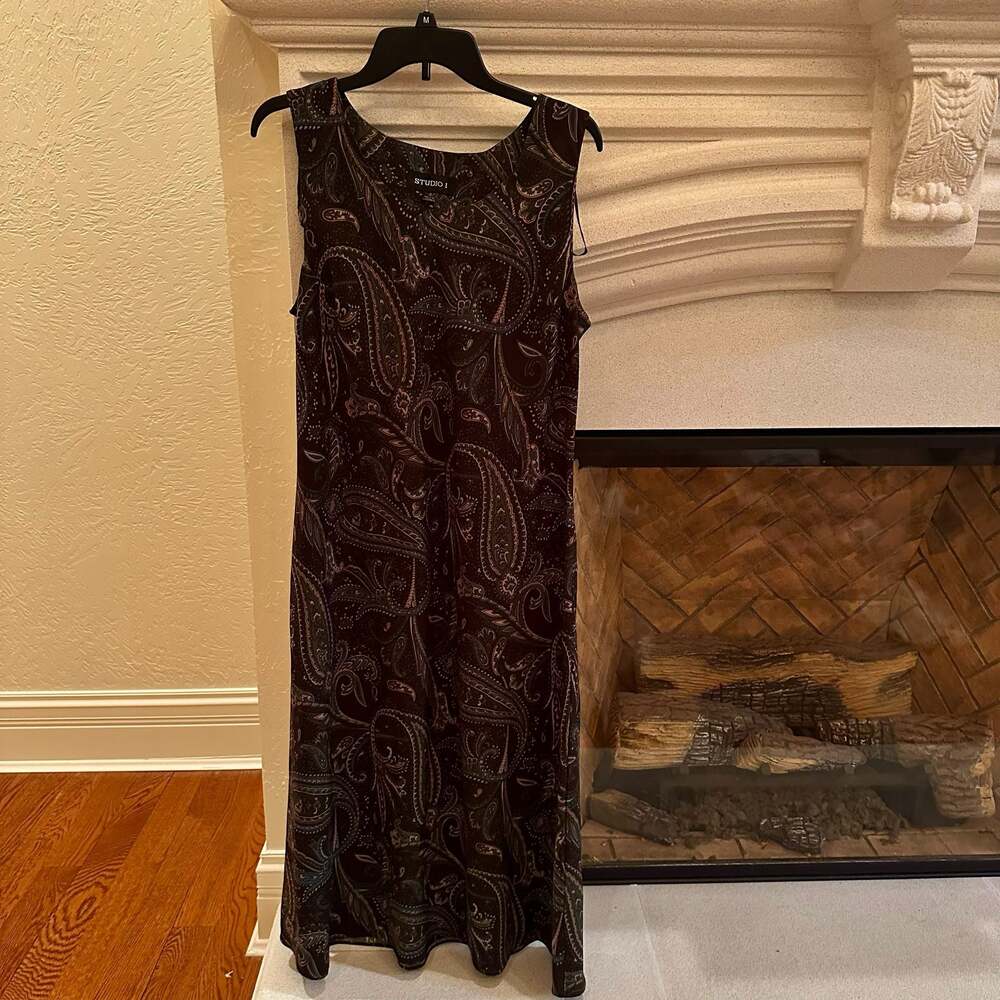 Studio I Sleeveless Paisley Print Dress Size 16